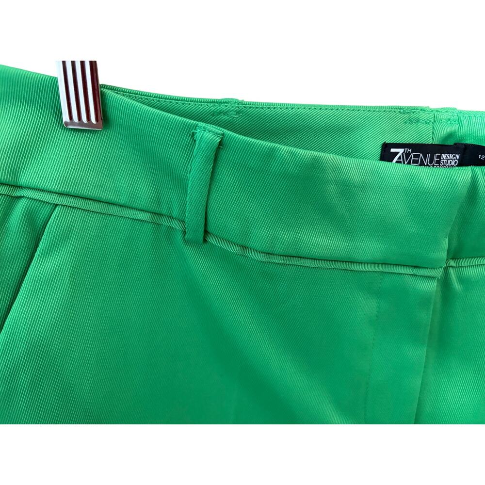 7th Avenue Design Studio Green Ankle Pants Size 12 Stretch Career Crop Slim Fit - Picture 3 of 9